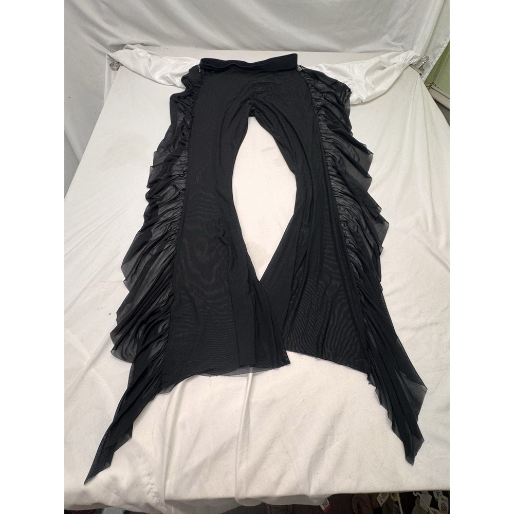 Shein CURVE Womens Black Sheer Swimsuit Cover Up Pants Ruffles M Gothic Boho